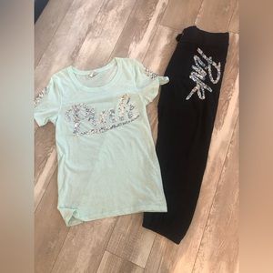 vs pink rare old school  vblack sweatpants w/gorgeous bling size LAST CHANCE !